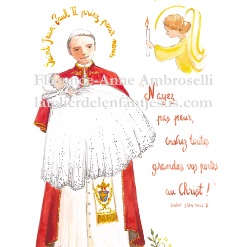 pack 30 images baptême avec prénom karol, saint jean paul ii