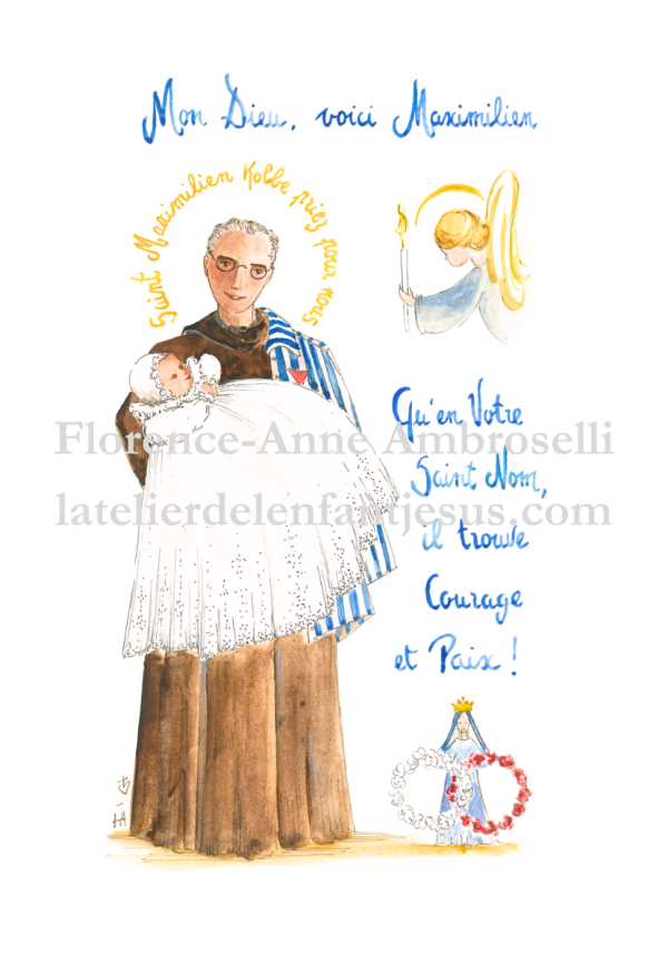 pack 30 images baptême avec prénom saint maximilien kolbe